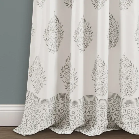 Gray Teardrop Leaves Curtain Panel Set, 95 In.-Kirkland's Home Clearance