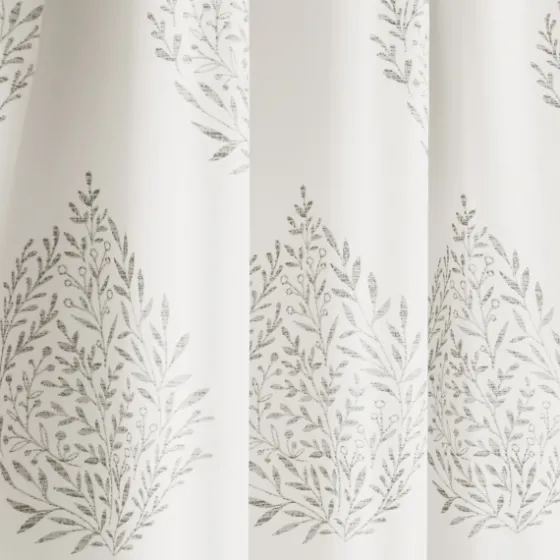 Gray Teardrop Leaves Curtain Panel Set, 95 In.-Kirkland's Home Clearance