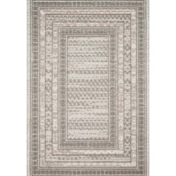 Gray Textured Border Outdoor Area Rug, 7X10-Kirkland's Home Outlet