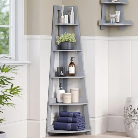 Gray 5-Tier Corner Ladder Bookshelf-Kirkland's Home Store