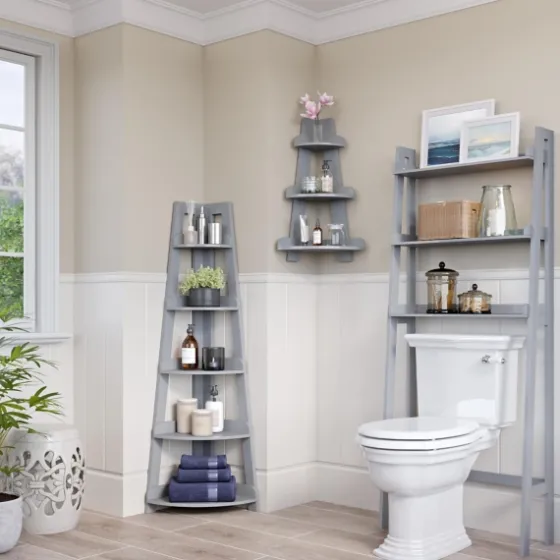 Gray 5-Tier Corner Ladder Bookshelf-Kirkland's Home Store