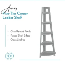 Gray 5-Tier Corner Ladder Bookshelf-Kirkland's Home Store