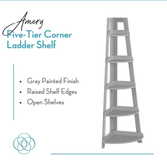 Gray 5-Tier Corner Ladder Bookshelf-Kirkland's Home Store