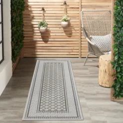 Gray Tile Motif Outdoor Runner, 2X7-Kirkland's Home Clearance