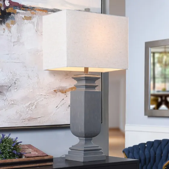 Gray Traditional Rectangular Table Lamp-Kirkland's Home Outlet