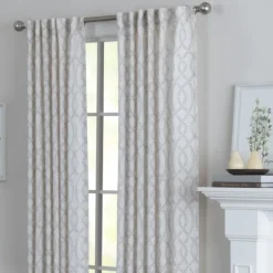 Gray Trellis Woven Single Curtain Panel, 84 In.-Kirkland's Home Store