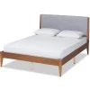 Gray Upholstered Brown Wood King Platform Bed-Kirkland's Home Shop