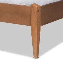 Gray Upholstered Brown Wood King Platform Bed-Kirkland's Home Shop