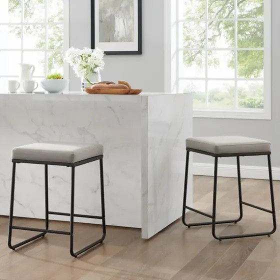 Gray Velvet Cube 2-Pc. Counter Stool Set-Kirkland's Home New