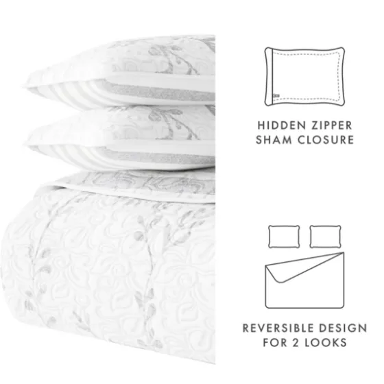 Gray Vines Reversible 2-Pc. Twin Quilt Set-Kirkland's Home Clearance