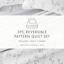 Gray Vines Reversible 2-Pc. Twin Quilt Set-Kirkland's Home Clearance