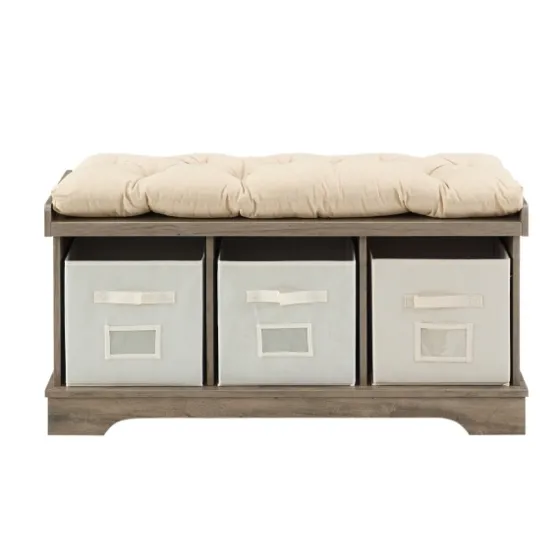 Gray Wash Entryway Bench And Storage Bins-Kirkland's Home Online
