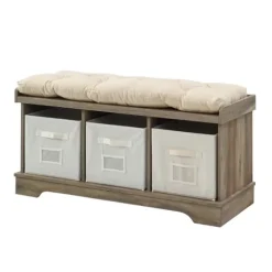 Gray Wash Entryway Bench And Storage Bins-Kirkland's Home Online