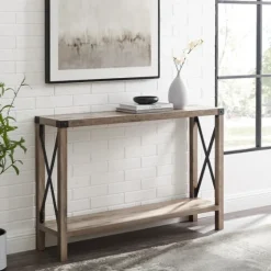 Gray Wash Farmhouse X-Frame Console Table-Kirkland's Home New