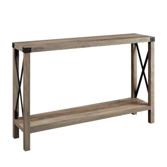 Gray Wash Farmhouse X-Frame Console Table-Kirkland's Home New