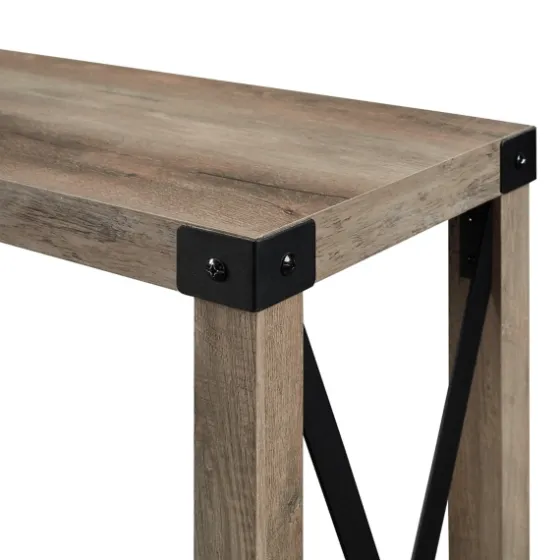 Gray Wash Farmhouse X-Frame Console Table-Kirkland's Home New