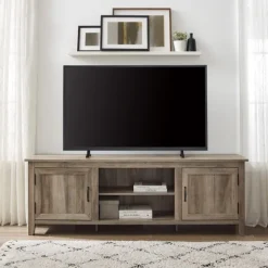 Gray Wash Wood Grooved Door Tv Stand-Kirkland's Home Online