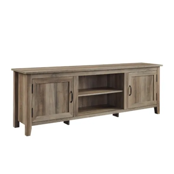 Gray Wash Wood Grooved Door Tv Stand-Kirkland's Home Online