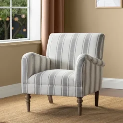 Gray White Carved Slope Stripe Accent Chair-Kirkland's Home Hot