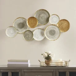 Gray White Metal Connected Circle Wall Plaque-Kirkland's Home Fashion