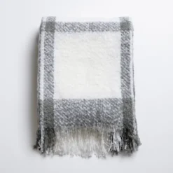 Gray Windowpane Faux Mohair Throw-Kirkland's Home Hot