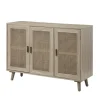 Gray Wood And Cane 3-Door Cabinet-Kirkland's Home Cheap
