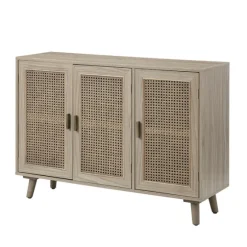Gray Wood And Cane 3-Door Cabinet-Kirkland's Home Cheap