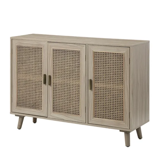 Gray Wood And Cane 3-Door Cabinet-Kirkland's Home Cheap