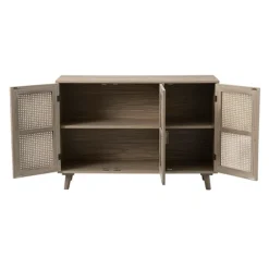 Gray Wood And Cane 3-Door Cabinet-Kirkland's Home Cheap