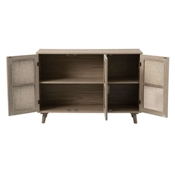 Gray Wood And Cane 3-Door Cabinet-Kirkland's Home Cheap