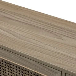 Gray Wood And Cane 3-Door Cabinet-Kirkland's Home Cheap