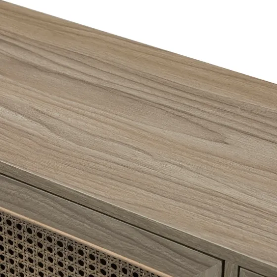 Gray Wood And Cane 3-Door Cabinet-Kirkland's Home Cheap