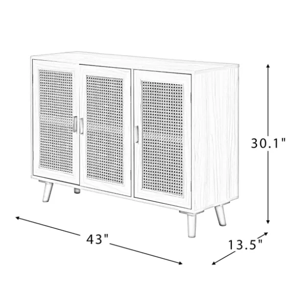Gray Wood And Cane 3-Door Cabinet-Kirkland's Home Cheap