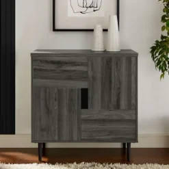 Gray Wood 4-Door Modern Cabinet-Kirkland's Home Cheap