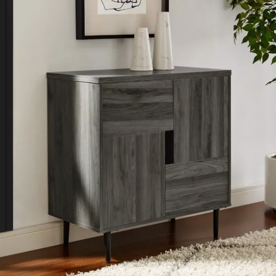 Gray Wood 4-Door Modern Cabinet-Kirkland's Home Cheap