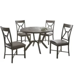 Gray Wood Upholstered 5-Pc. Dining Set-Kirkland's Home Online