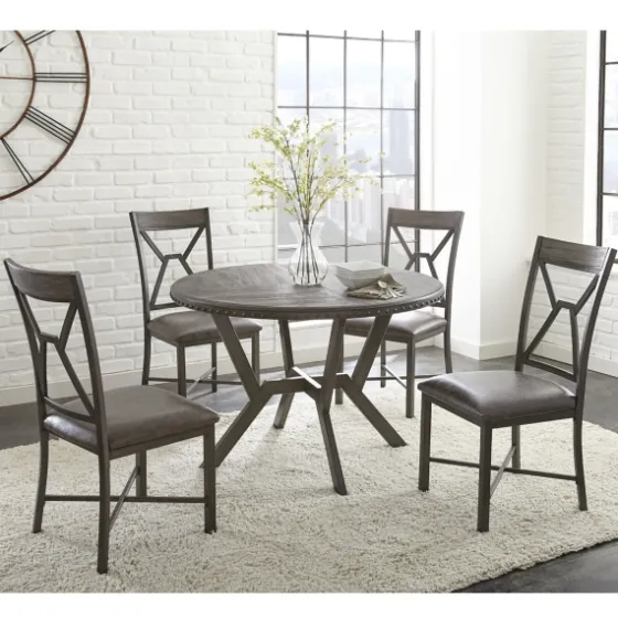 Gray Wood Upholstered 5-Pc. Dining Set-Kirkland's Home Online