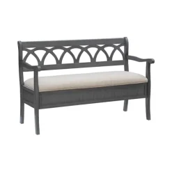 Gray Wood Upholstered Storage Bench-Kirkland's Home Hot