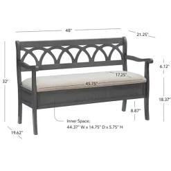 Gray Wood Upholstered Storage Bench-Kirkland's Home Hot