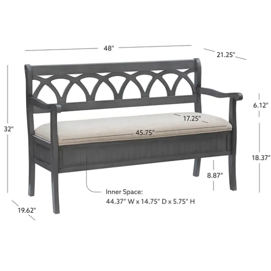 Gray Wood Upholstered Storage Bench-Kirkland's Home Hot