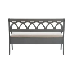 Gray Wood Upholstered Storage Bench-Kirkland's Home Hot
