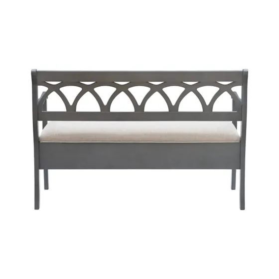 Gray Wood Upholstered Storage Bench-Kirkland's Home Hot