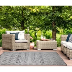 Gray Zig-Zag Ezra Indoor/Outdoor Area Rug, 7X9-Kirkland's Home Shop