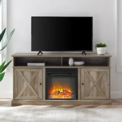 Graywash Rustic Fireplace Cabinet-Kirkland's Home Cheap