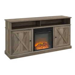 Graywash Rustic Fireplace Cabinet-Kirkland's Home Cheap