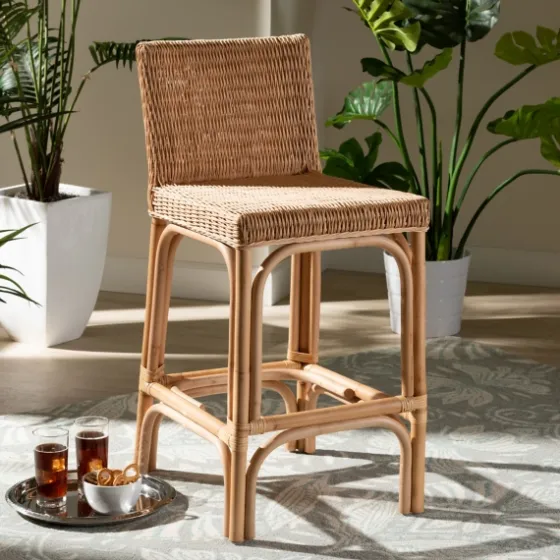Greek Natural Rat Woven Counter Stool-Kirkland's Home Best
