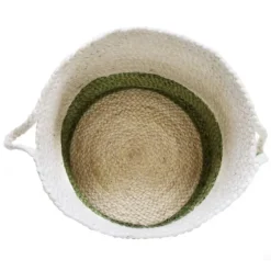 Green And Cream Woven Basket With Tassel, 17 In.-Kirkland's Home Cheap