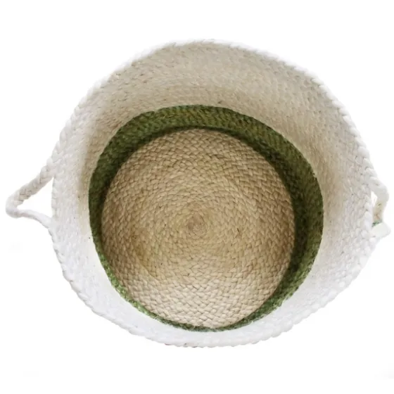 Green And Cream Woven Basket With Tassel, 17 In.-Kirkland's Home Cheap