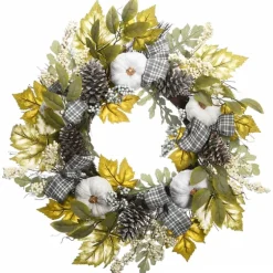 Green And Gray Ribbon Harvest Mix Wreath-Kirkland's Home Cheap