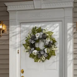 Green And Gray Ribbon Harvest Mix Wreath-Kirkland's Home Cheap